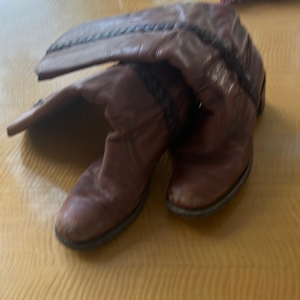 Vintage Frye Black Label Braided Side Tall Boot